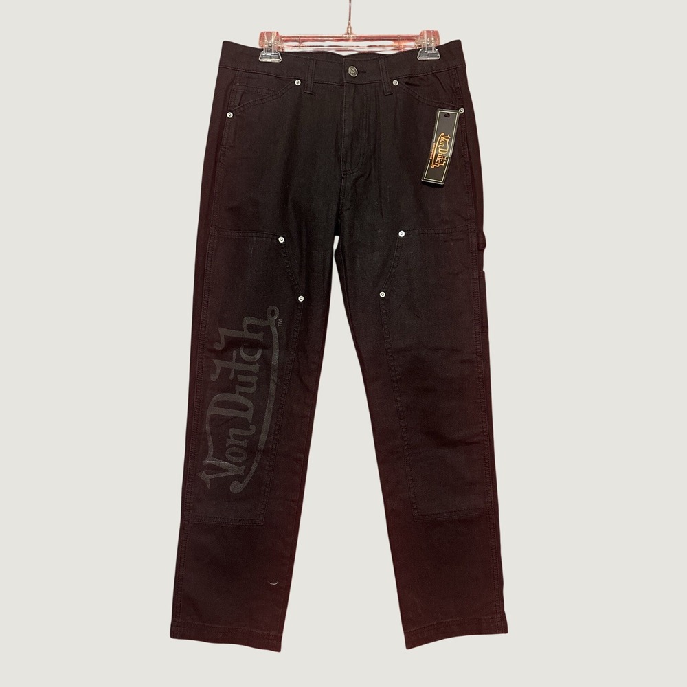 Von Dutch Black Logo‎ Carpenter Pants Jeans Mens 30x30 Utility Workwear